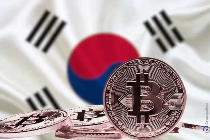 Bitcoin coin placed in front of the South Korean flag, symbolizing national debate over crypto regulation and adoption.