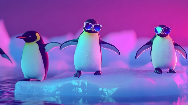 Pudgy Penguins token and NFT artwork ascending together on a price and sales volume chart, illustrating a dual surge in the token and NFT market.