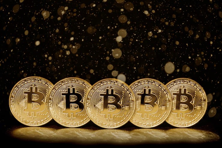 Bitcoin coin shining beside traditional safe-haven assets like gold and bonds, with global crisis icons in the background—symbolizing rising investor confidence in BTC during macro uncertainty.