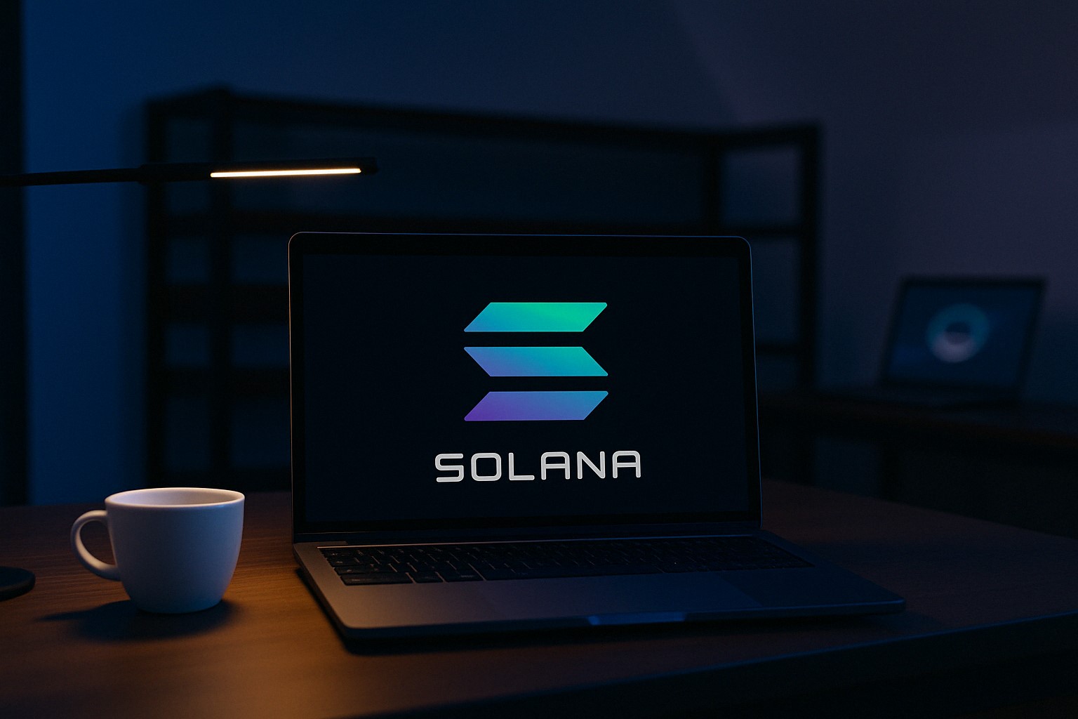 Solana token surging toward $150 on a glowing price chart, with ETF icons and bullish sentiment indicators driving momentum in the background.