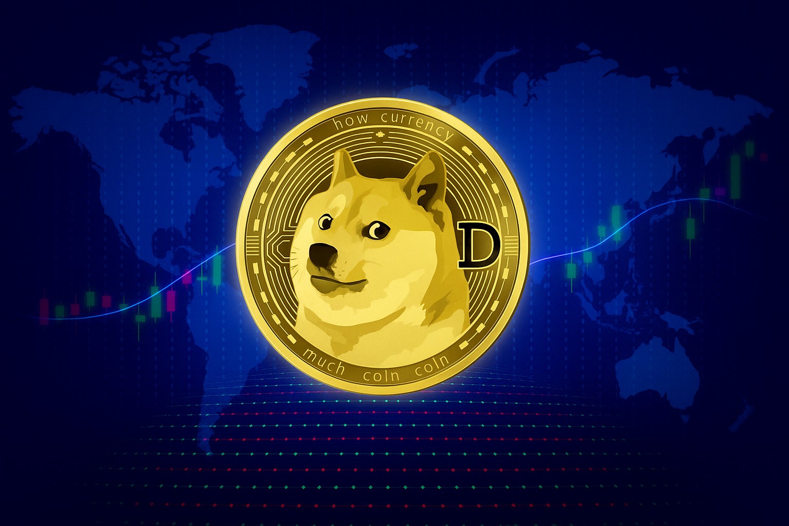 Crypto tokens Voxies and Broccoli shooting upward on green charts, contrasted by Dogecoin sliding on a red line—symbolizing shifting momentum in altcoin markets.
