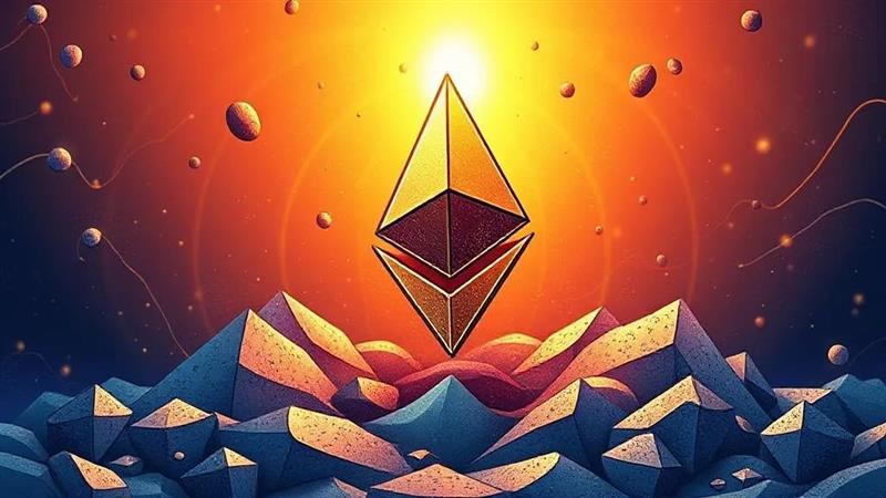 Ethereum logo glowing above a fractured digital terrain, symbolizing network fragmentation and DeFi competition