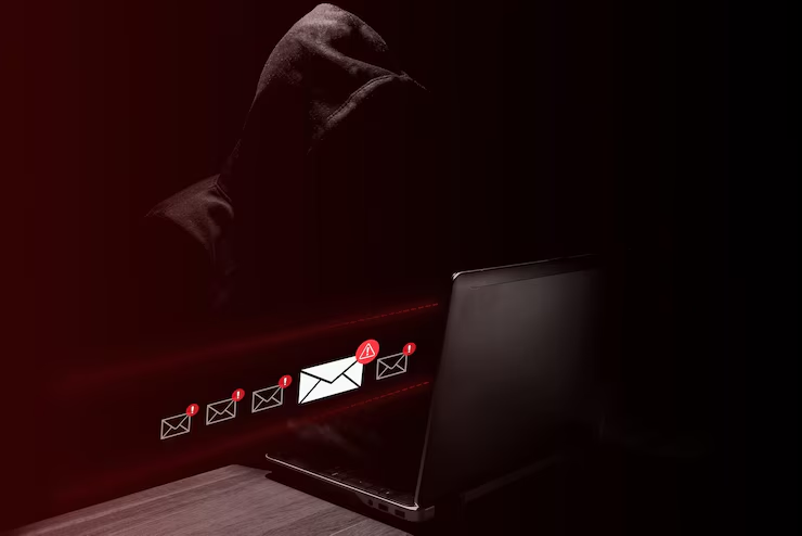 Fake Ledger-branded mail package with phishing warning icons and mailbox imagery, highlighting the shift from digital to physical attack vectors in crypto scams.