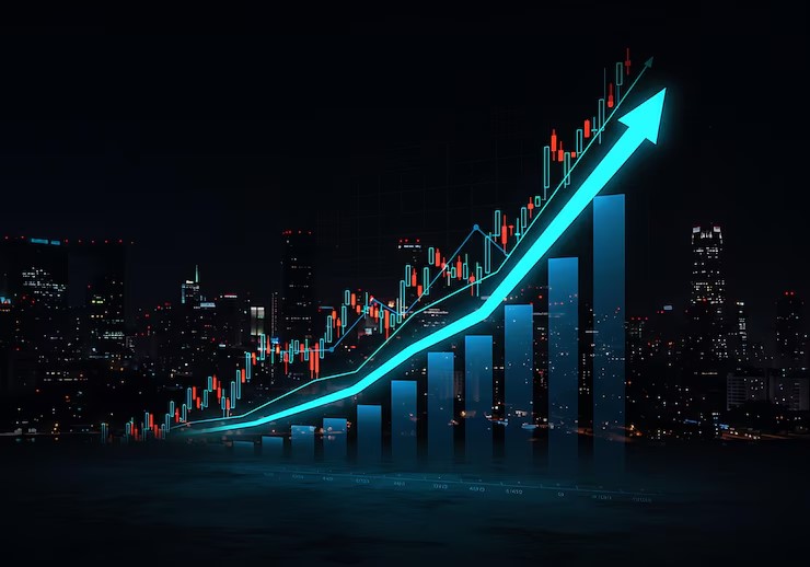 Stock tickers showing mixed market performance with a calendar highlighting June, symbolizing investor anticipation of potential Federal Reserve rate cuts.