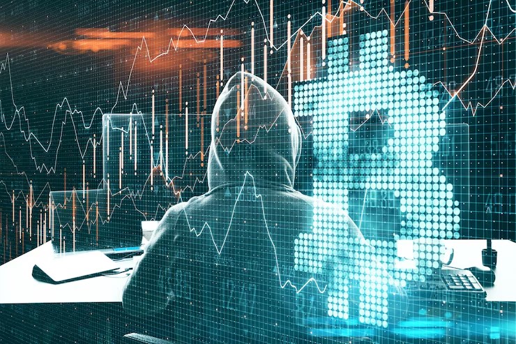 Bitcoin wallet with a red alert symbol and a shadowy figure, highlighting vulnerabilities in OTC custody and long-term crypto holding exposed by the $330M theft.